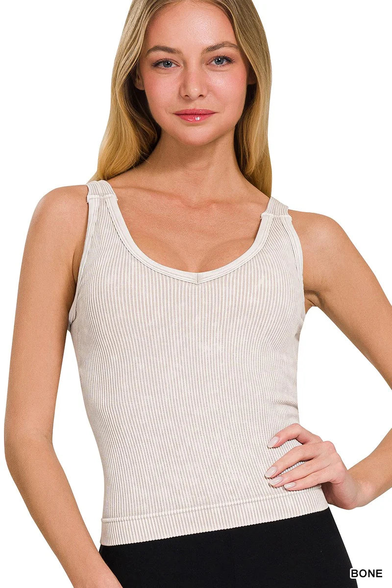 Washed rib tank top