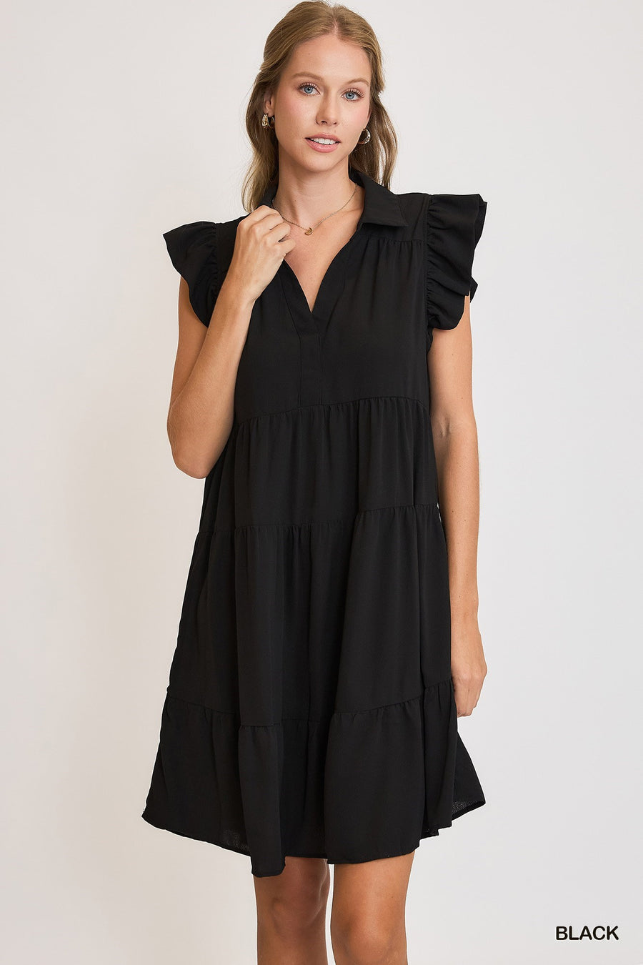 Flutter sleeve tiered dress