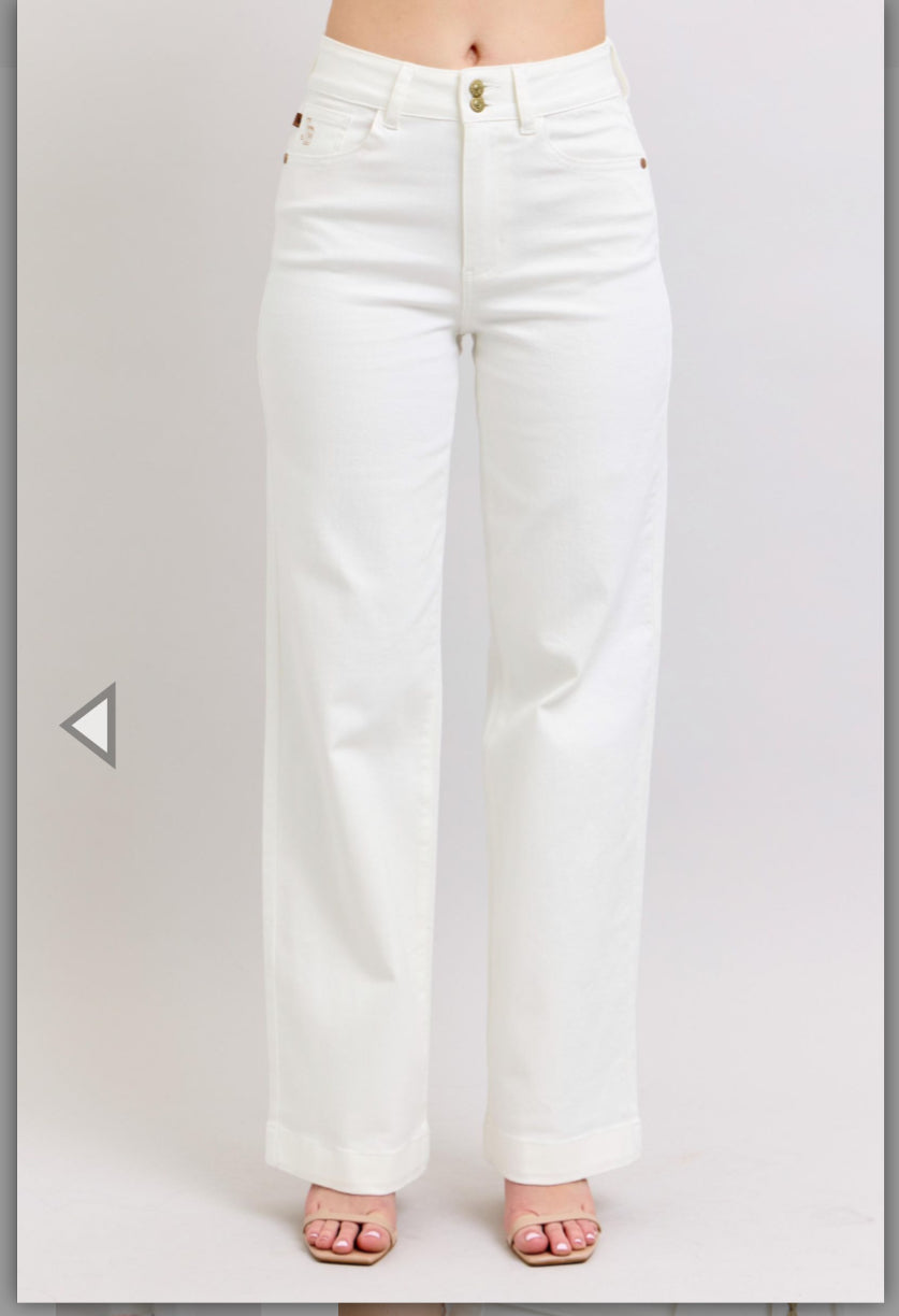 Judy Blue wide leg white trouser jeans