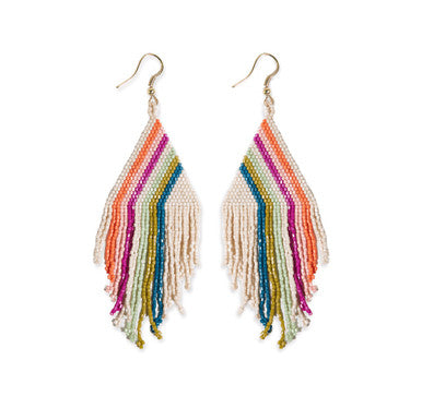 Haley Falling Lines Beaded Fringe Rainbow