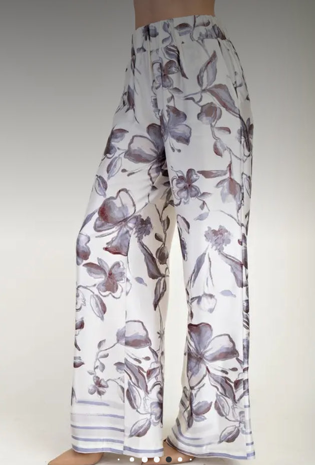 Wide leg print pants